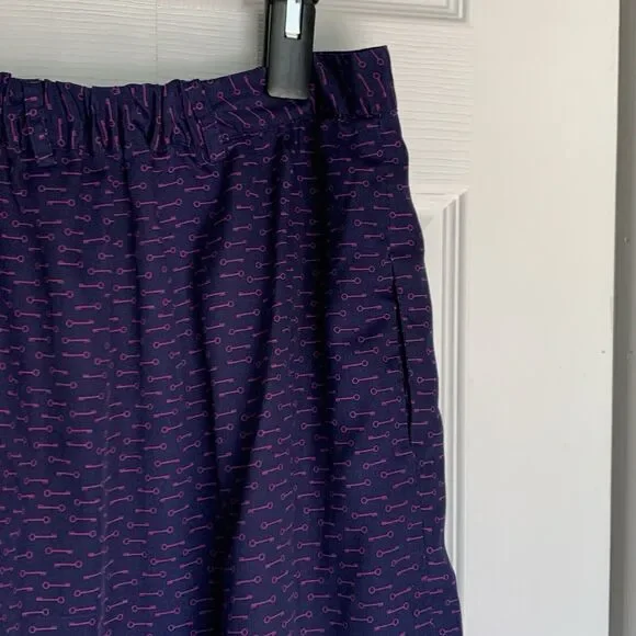Xhilaration Skirt Large Blue With Purple Skeleton Keys button front belt loops - Picture 8 of 14